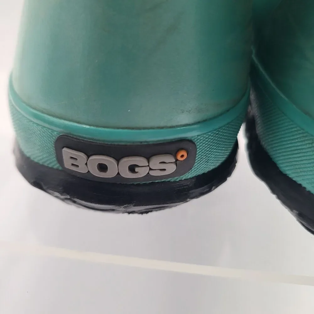 Bogs Youth Metallic Green Rain Boots Shoes Size 6 Faux Fur 72507-441